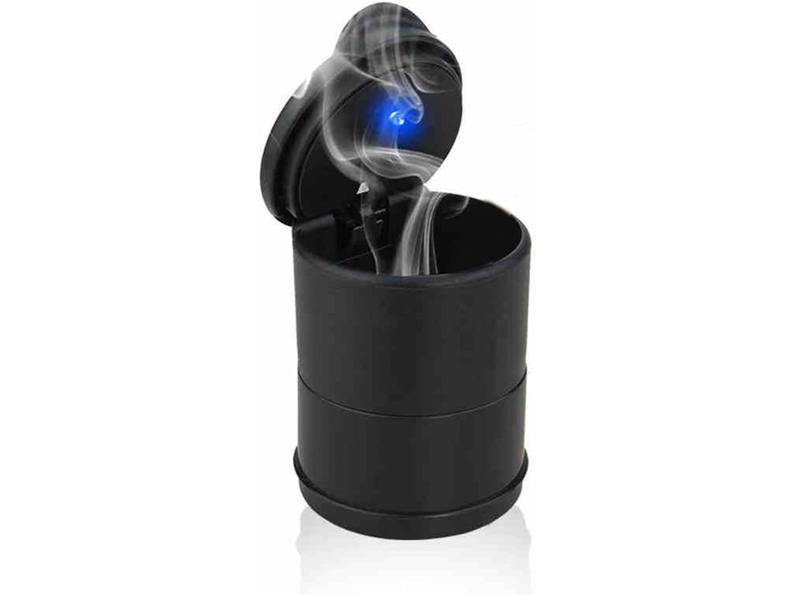 Cinzeiro Cilíndrico Com Luz Led Preta Para Carros, Acende Em Azul, Fácil De Transportar, Componentes