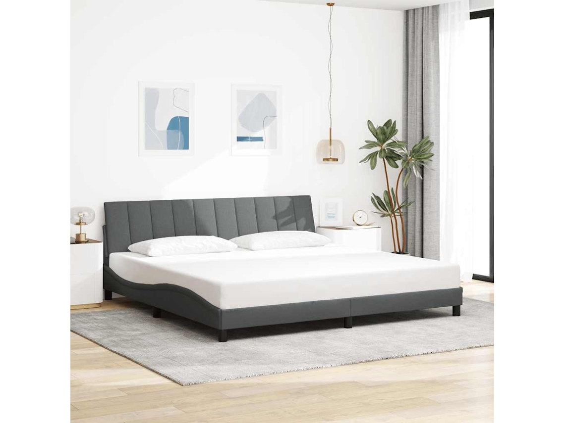 Vidaxl Estrutura De Cama Sem Colchão Hanko 200x200 Cm Tecido Cinzento-escuro