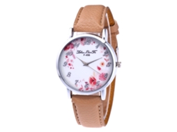 Reloj De Pulsera De Aleación Analógico De Cuarzo Con Dial Redondo Para Parejas Beige