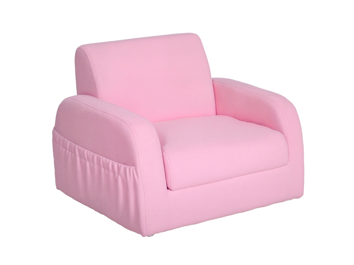 Sofá Infantil Transformável 2 em 1 com Encosto Acolchoado 47x45x38cm Rosa S/MARCA