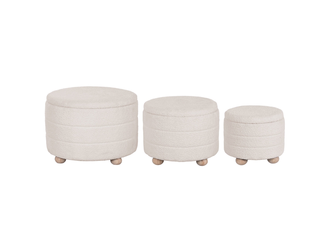 Conjunto de 3 Apoios para os Pés em Poliéster com Armazenamento ALEXANDRA HOUSE LIVING (62x62x43cm)