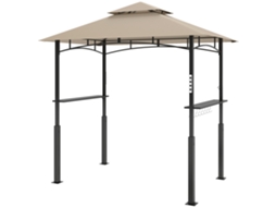 Toldo De Jardim De Dois Andares Churrasco Com Luz Led, 240x150x250cm, Recepção Em Cáqui