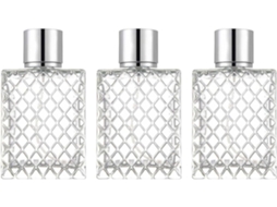 Ciieeo De 3 Frascos De Perfume De Vidro Recarregáveis, 100ml, Formato Quadrado Plano, Frasco Spray