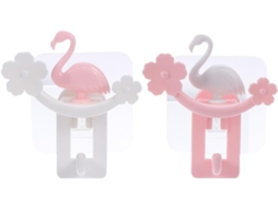 Ganchos De Banheiro Com Design Flamingo, 2 Peças, Criativos,