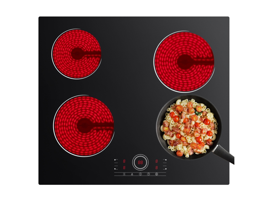 Placa De Vitrocerâmica Ciarra Cdv 4 Zonas 6000w 59cm Touch Control 9 Niveles Função De Temporizador Cdver604
