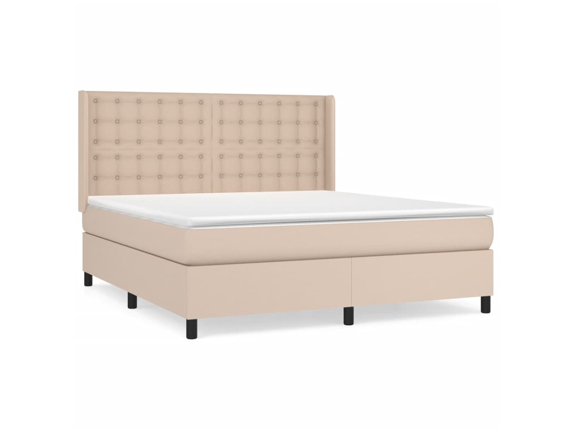 Cama com Molas Couro Artificial Cappuccino MAISON EXCLUSIVE 160x200 cm