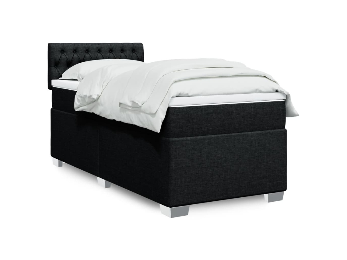 Vidaxl Cama Com Molas/colchão 80x200 Cm Tecido Preto