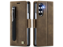 Capa De Couro Para Celular Com Compartimento Para Cartãomarrom - Samsung Z Fold6