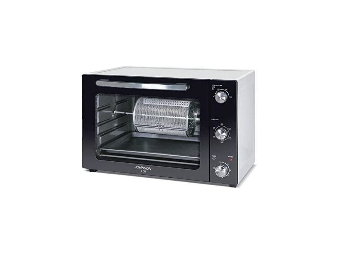 Johnson F60 Forno Elétrico Estático e Ventilado com Perets Frios, Fritadeira de Ar, 2.000 W, Branco-preto