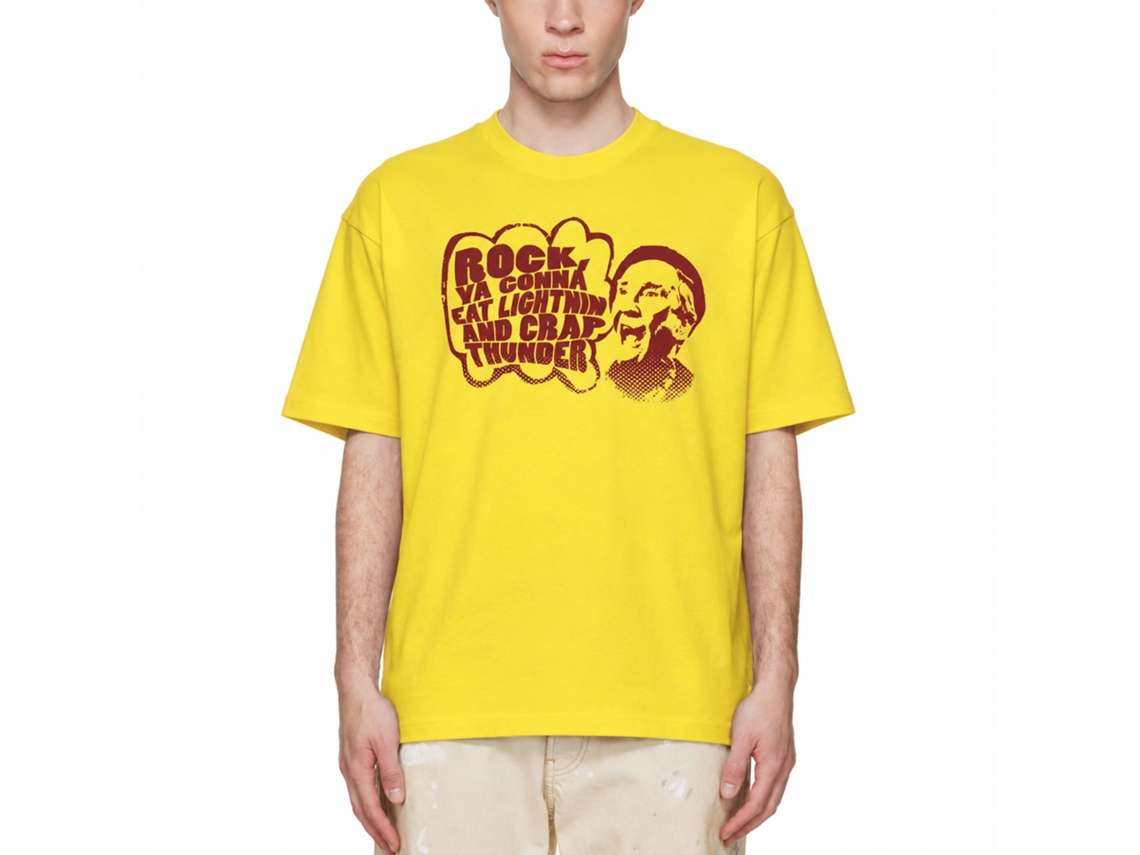 Rockinstone Rocky Movie Eat Lightning Solid Yellow Adult T-shirt Size:s