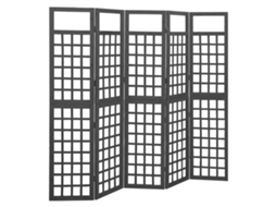 Vidaxl Biombo/treliça 5 Painéis Abeto Maciço 201,5x180 Cm Preto