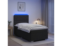 Vidaxl Cama Box Com Led E Colchão Preto 100 X 200 Cm Tecido