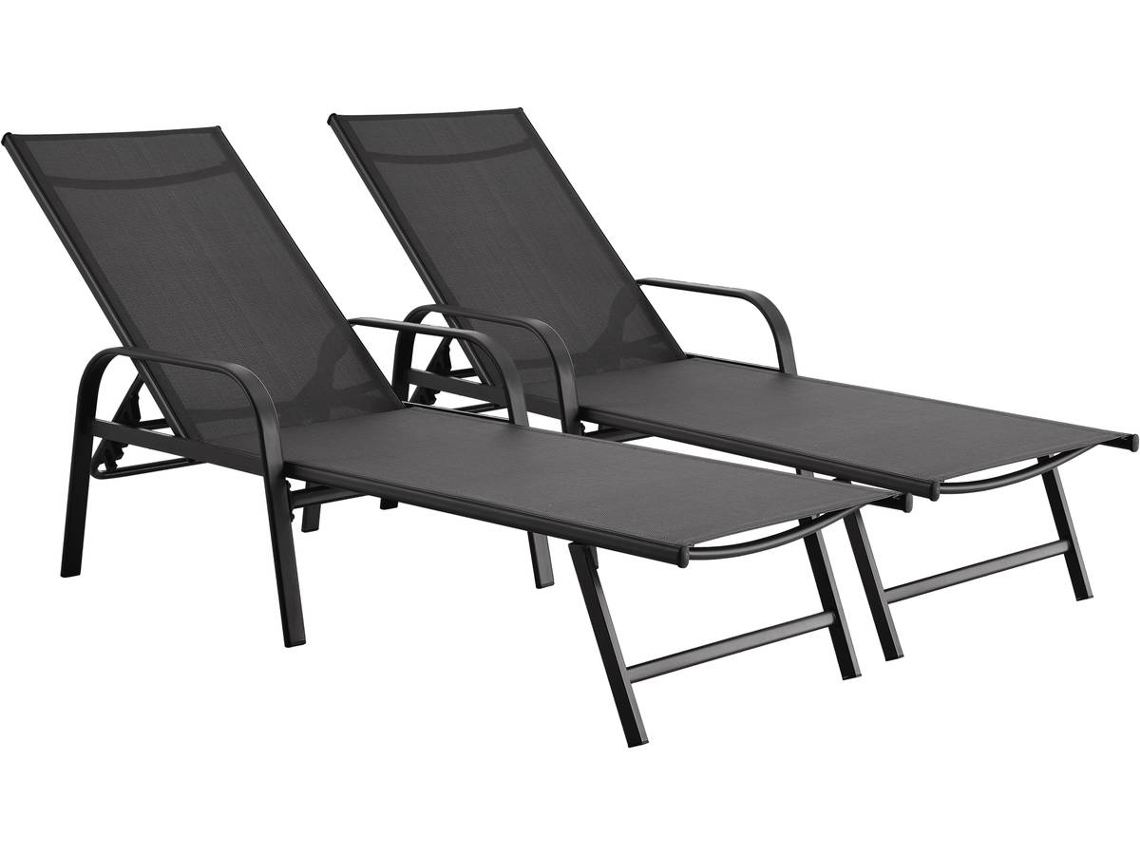 Conjunto De 2 Espreguiçadeiras Metálicas Farniente Cinza Habitat Et Jardin