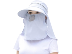 Chapéu Pescador Feminino, Chapéu Respiravel Sun com Protetor Facial e Peixe Removível, Cinza