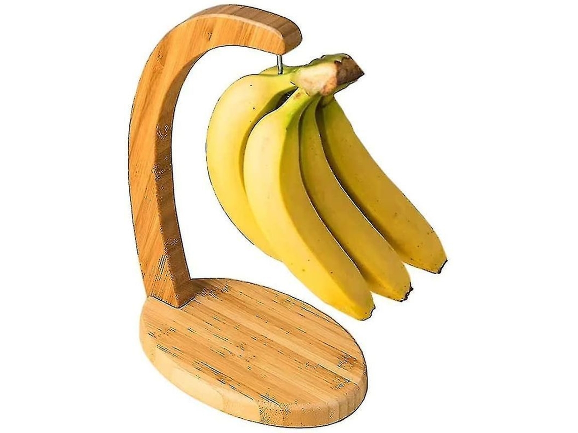 Porta Plátanos Y Uvas De Bambú Con Gancho Para Almacenamiento Frutas Maduración Uniforme