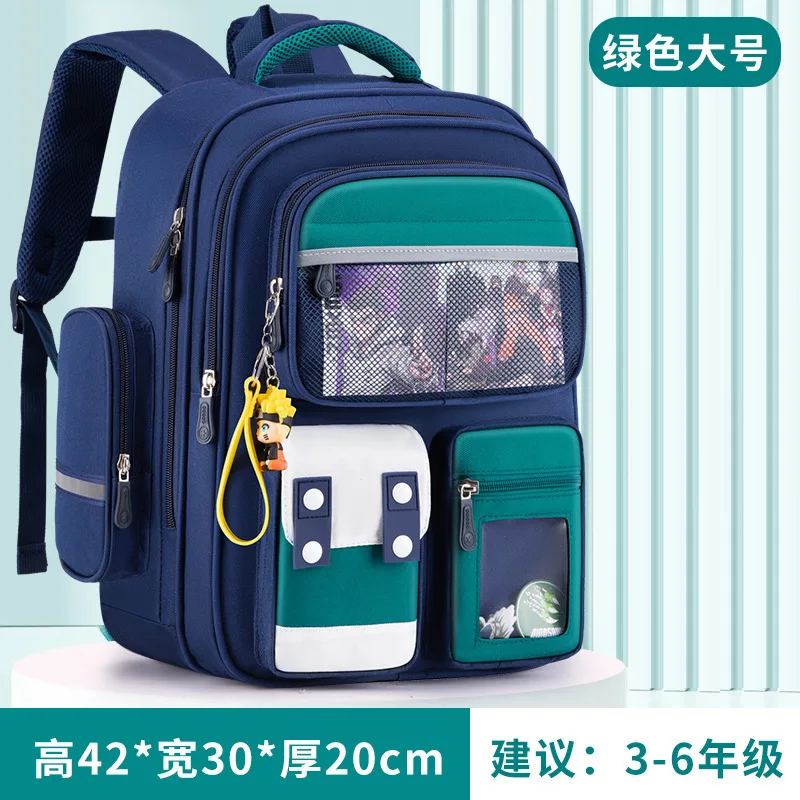 Mochila Escolar Infantil da Moda 2025, Grande Capacidade, Impermeável e Leve, Verde, 33 Cm BRILVIBERA (13 Polegadas)