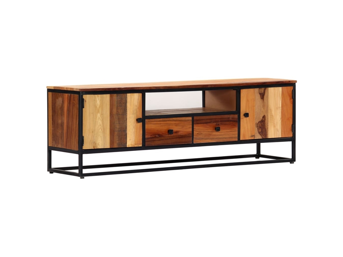 Vidaxl Móvel De Tv 120x30x40 Cm Madeira Recuperada Maciça E Aço