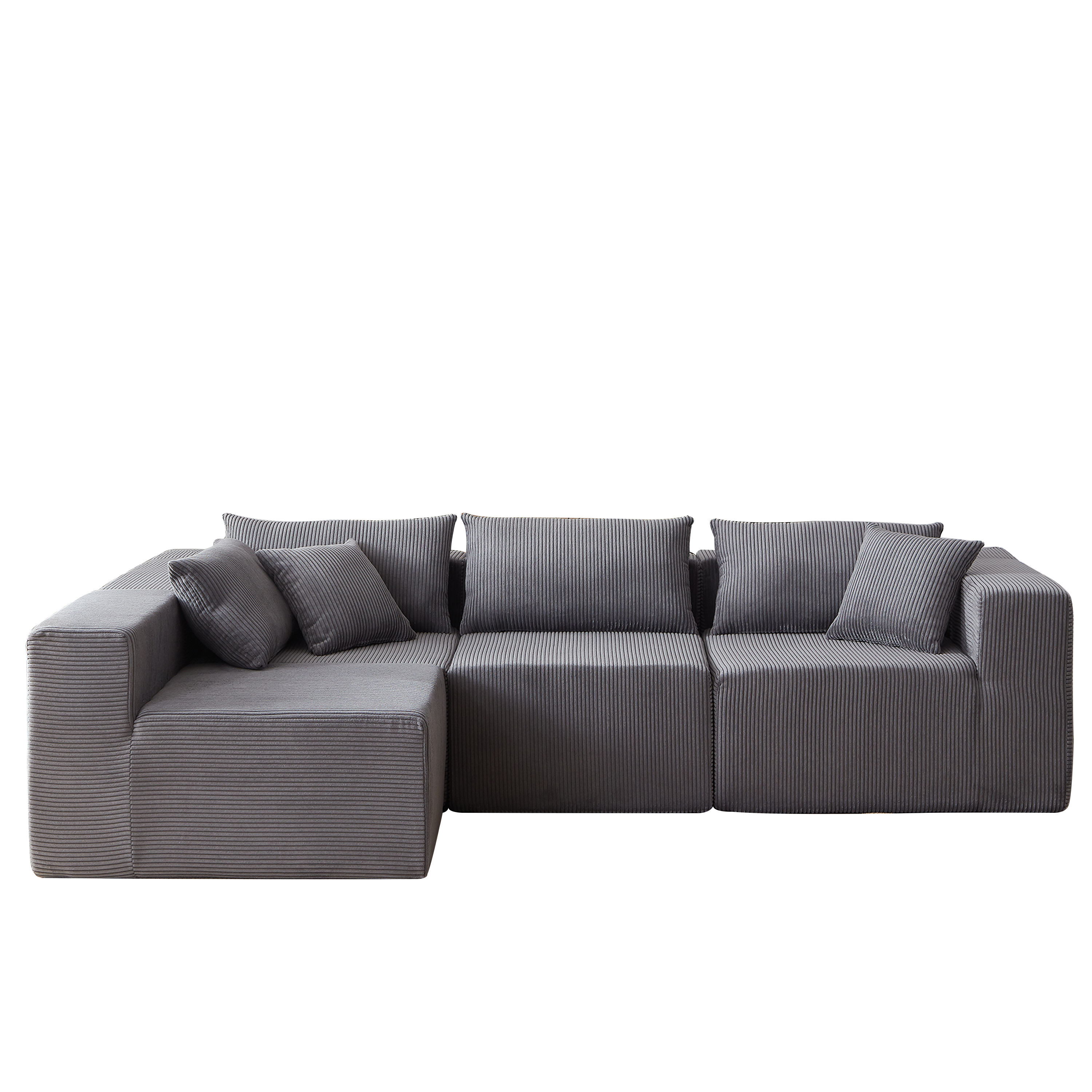 Sofá Modular Em L De Veludo Cotelê De 104 Polegadas, Sofá Comprimido, Com Enchimento De Espuma, Quarto, 4 Peças Com Combinação Livre