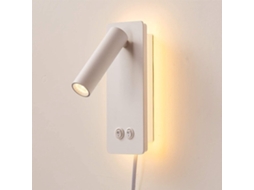 Luminária De Parede Led Com Interruptor,porta Usb E Iluminação Ambiente Para Quarto - Branco