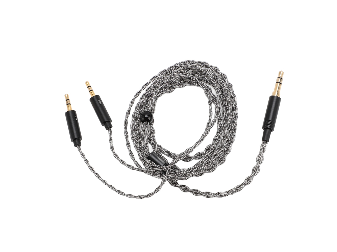 Cabo de Substituição e Upgrade para Fones de Ouvido, com Núcleo Trançado de Cobre Prateado 4 Fios, 3,5mm para 2,5mm Duplo EOOCOO