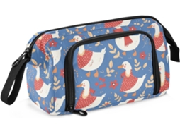 Estojo Portátil de Grande Capacidade para Estudantes Design Fofo Patinho Azul Marinho 24 X 9,5 15 Cm