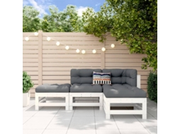 Vidaxl 4 Pcs Conjunto Lounge De Jardim Madeira De Pinho Maciça Branco