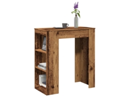 Vidaxl Mesa De Bar Com Prateleiras Derivados De Madeira Madeira Velha