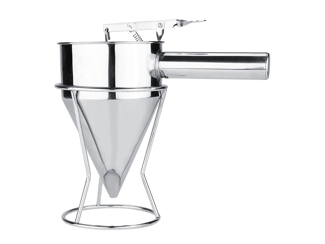 Dispensador De Massa De Panqueca Em Aço Inoxidável, Dispensador De Funil Com Prateleira Estendida Para Assar, Superfície Fosca Para Facilitar A Limpez