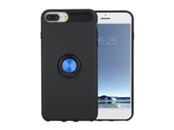 Capa de Telefone EOOCOO para iPhone 6/7/8 Plus, preta com anel azul