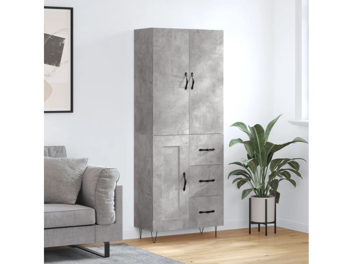 Armario alto 69,5x34x180 cm Derivados de madera Gris Cemento