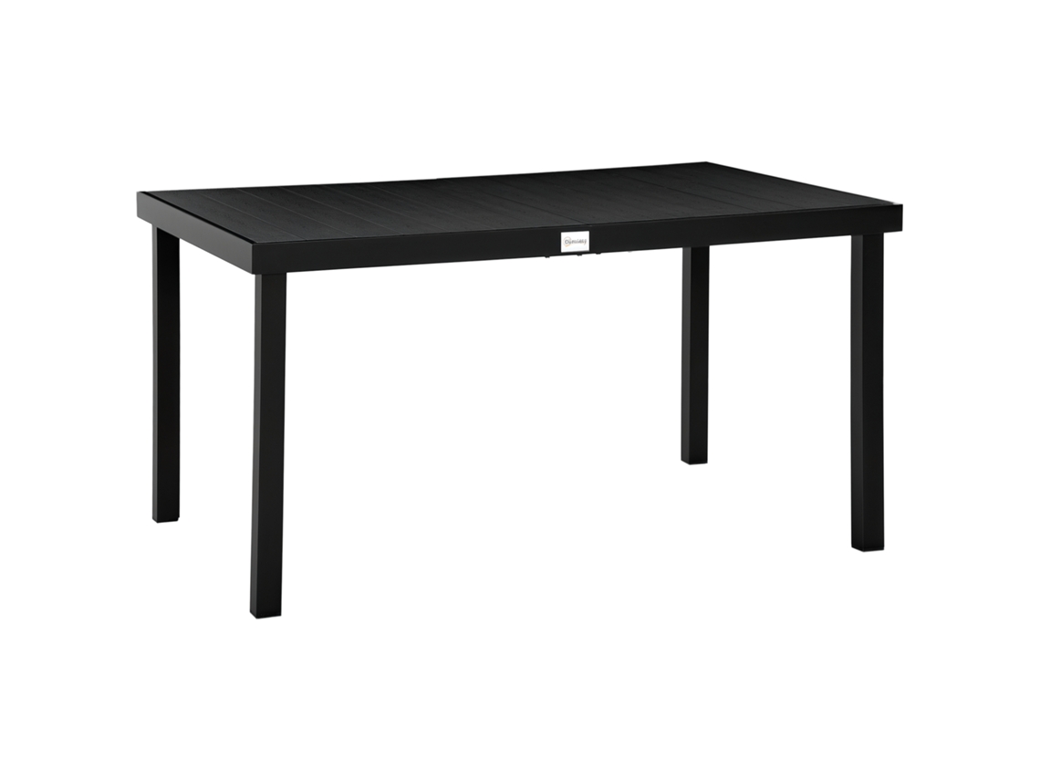 Mesa retangular de jardim para 6 pessoas, com tampo ripado em alumínio (140x90x74 cm) preta ZENCORE SERVICES