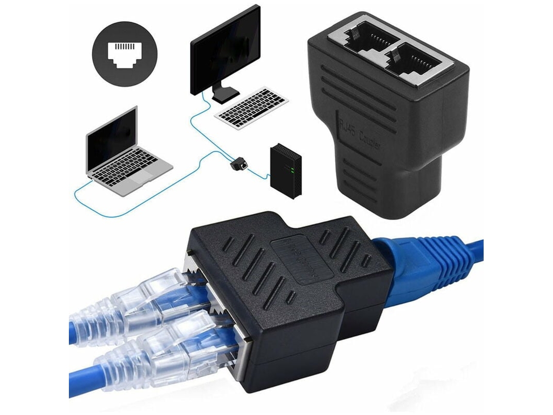 Adaptador Divisor De Internet Rj45 1 Para 2 Portas Fêmea Fêmea-aquaforge