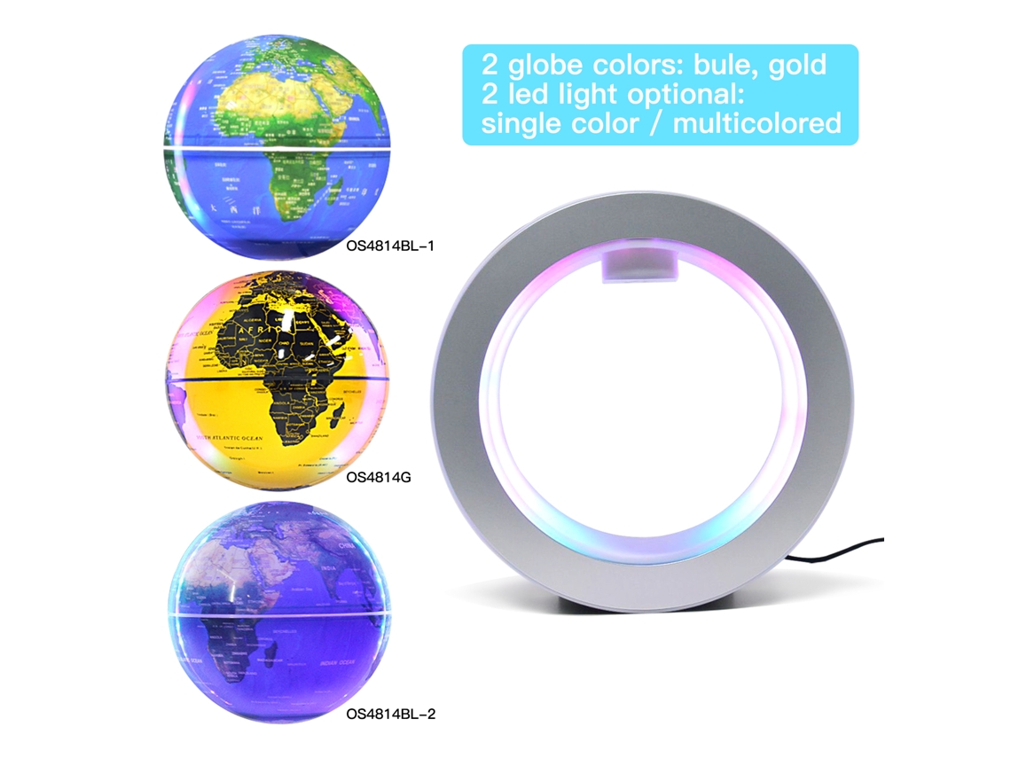 Globo Flutuante Magnético Led 6 Polegadas Giratório Mapa Mundo Decoração Mesa Presente | S/MARCA