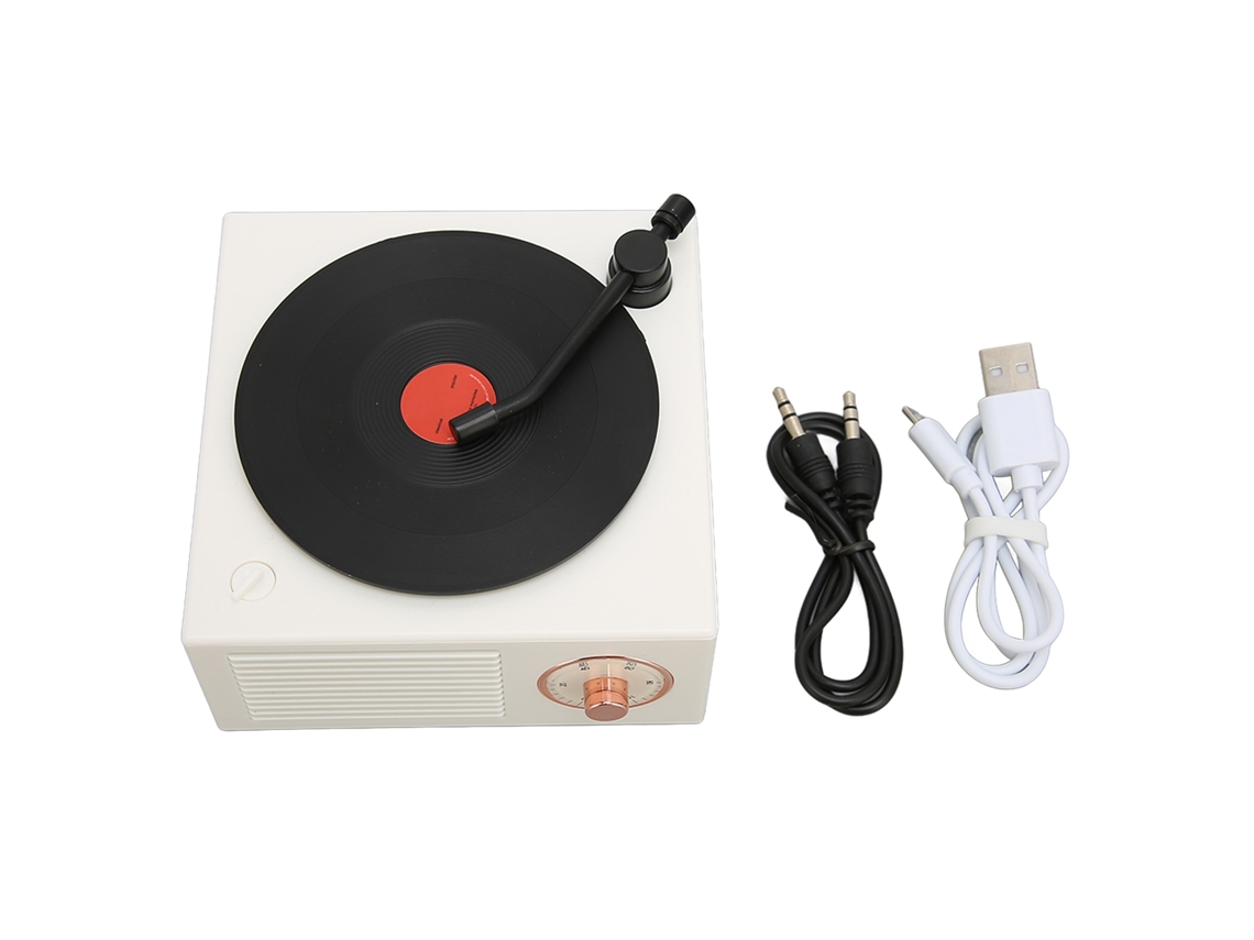 Aetheria alto falante Bluetooth Estilo Toca discos Vinil Clássico X10 com 3 Modos de Entrada Branco