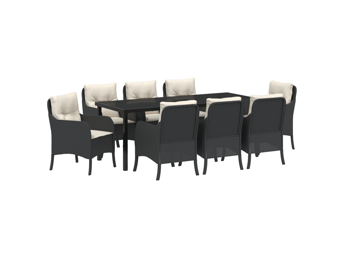 Conjunto 9 Conjunto De Jardim Vidaxl Preto Vime Pe (200 X 80 X 73 Cm)