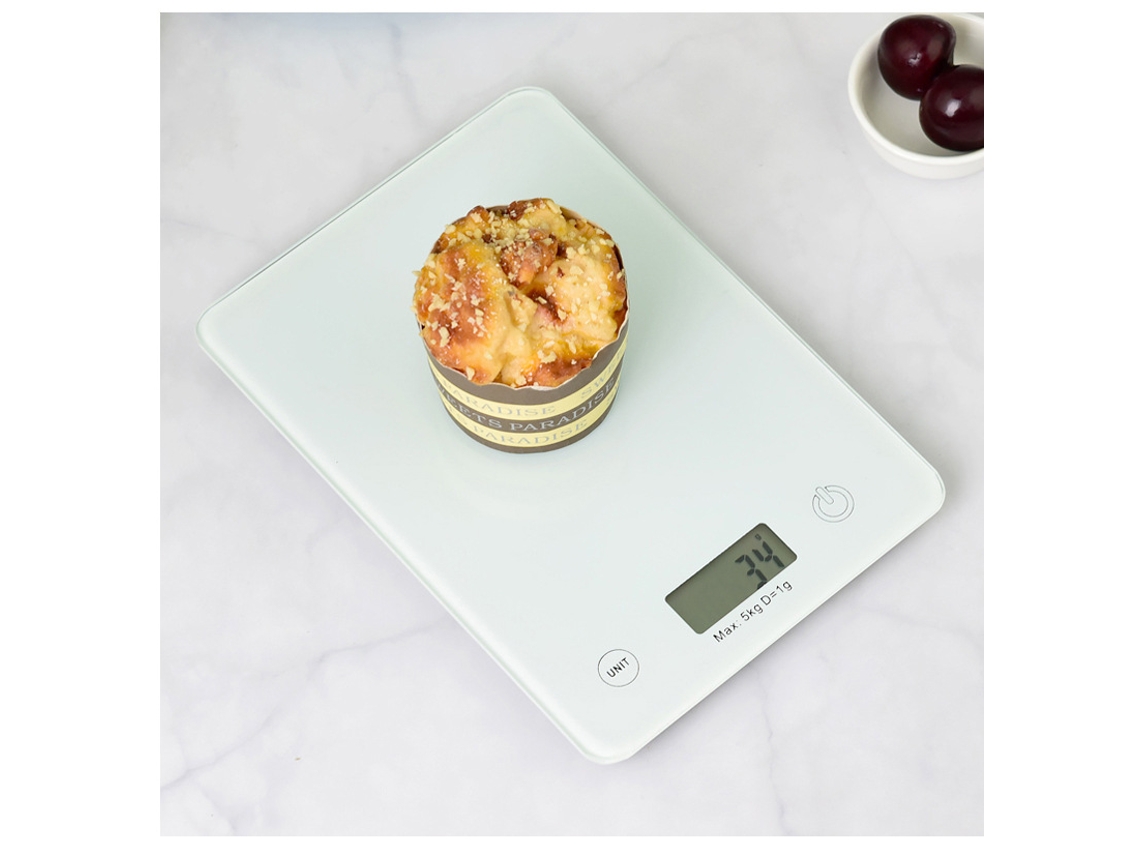 Balança Eletrônica de Cozinha, Precisão para Alimentos 5 Kg/1 G com Vidro Temperado Ultrafino, Tela Lcd Multifuncional Retroilumi AQUAFORGE