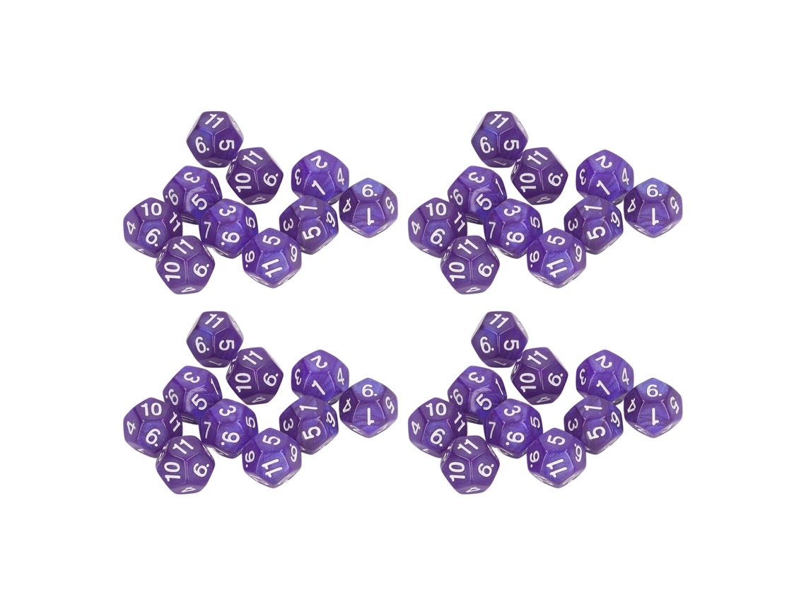 40 Dados Poliedros Com Números Claros À Prova D'água 12 Lados Para Jogos E Ensino Roxo