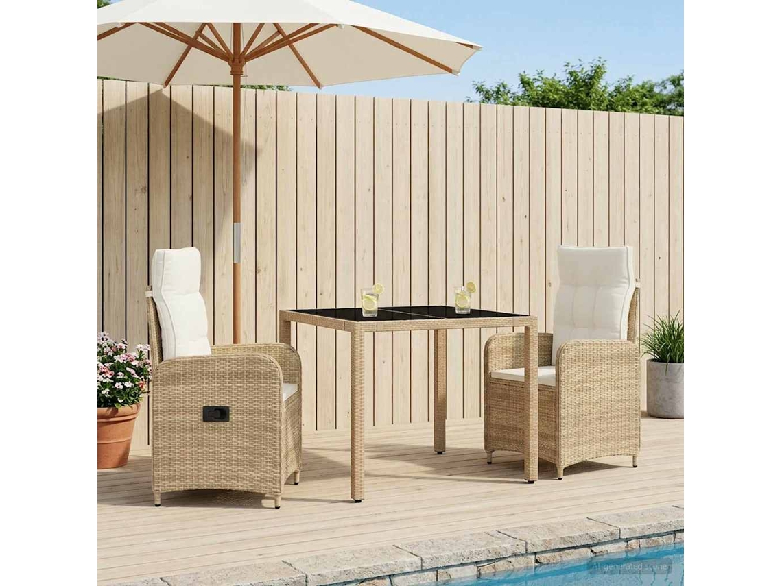 Vidaxl Conjunto De Jantar Para Exterior 3 Pcs Bege E Branco Creme
