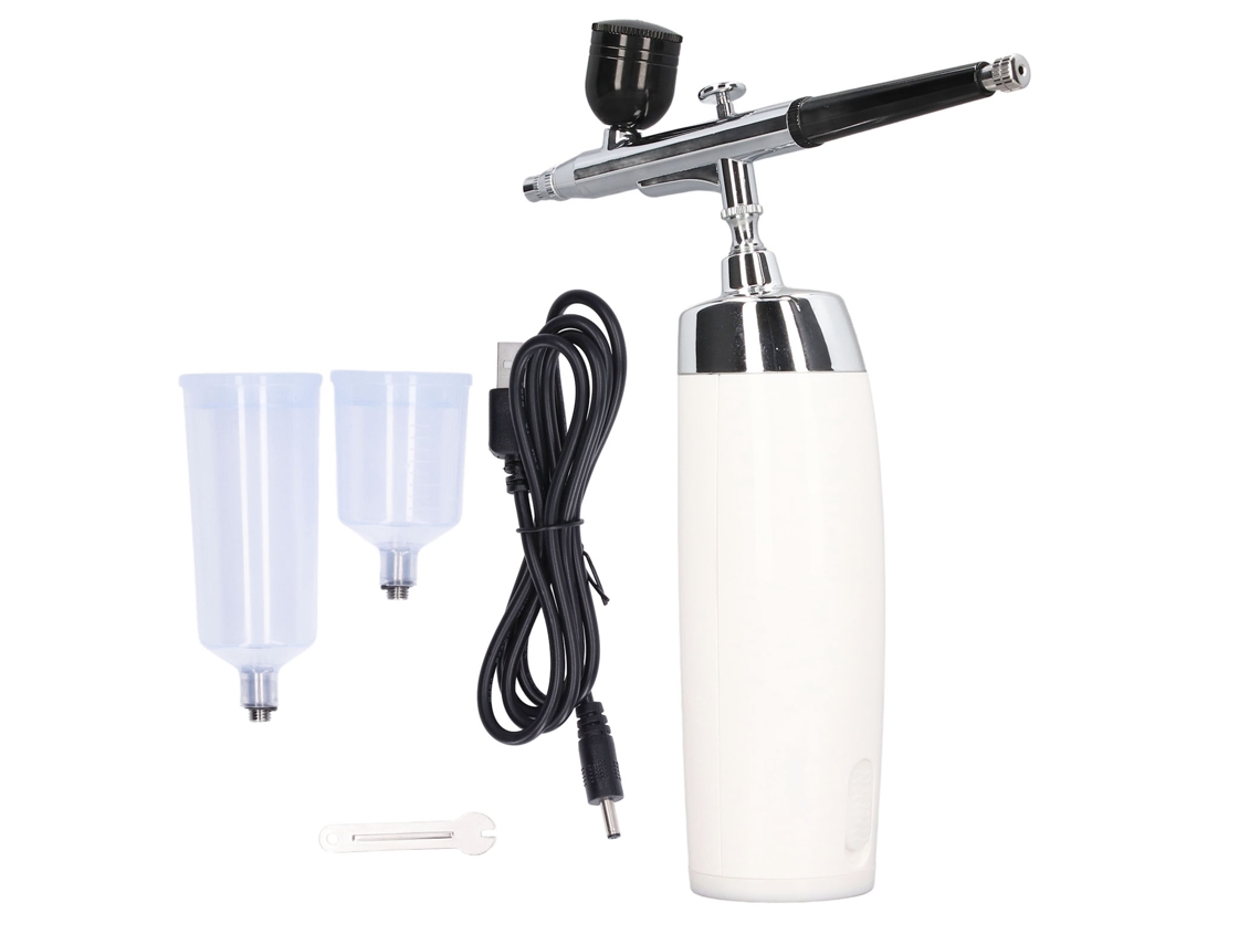Kit De Aerógrafo Sem Fio Com Carregamento Usb, Aerógrafo Portátil Com Taça De Pintura E Picador Branco