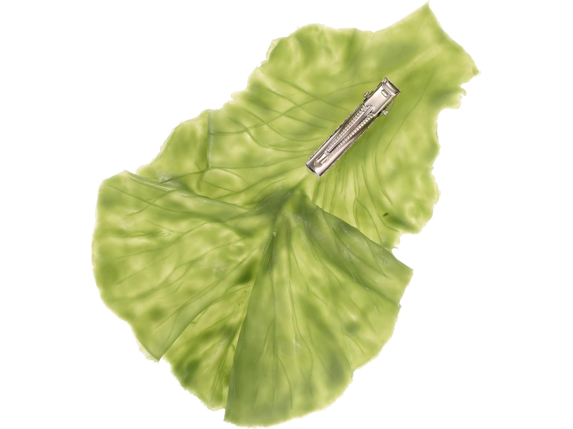 Presilha De Cabelo Em Resina Com Formato De Folha De Alface Verde, Acessório Exclusivo.