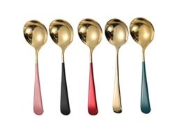 2026 colheres de Sopa de Aço Inoxidável, 5 Peças Colheres de Café Gelado para Casa e Cozinha (ouro)