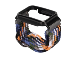 Pulseira de Nylon Trançada com Capa Protetora Bumper para Mi Band 7 Pro Azul Jeans e Preto