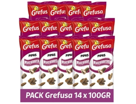 Grefusa | Pipas El Piponazo 14 X 95g 14 Sacos De Sementes De Girassol Sabor Bacon Iami