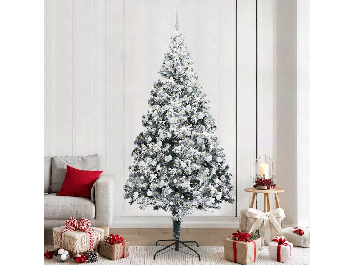 Vidaxl Árvore De Natal Artificial Branco 240 Cm Pvc, Aço E Plástico