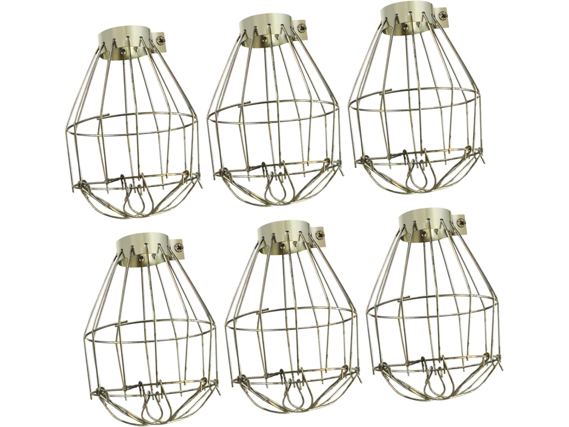Conjunto De 6 Protetores De Lâmpada De Metal Estilo Gaiola Vintage, Capa Para Luminária Suspensa.