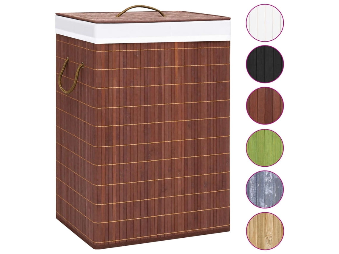 Cesto De Roupa Suja Vidaxl Em Bambu Com 2 Divisórias, Marrom, 72 Litros, Para Organizar E Guardar Roupa Suja De Forma Prática