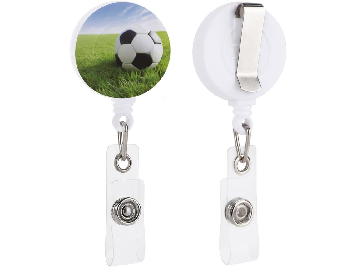 Carretilhas Retráteis Com Presilha Jacaré, Chave de Identificação, Porta Crachá, Bola de Futebol Na Grama, Porta Crachá