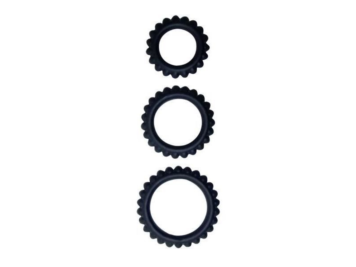Cockring - Baile - Titan - Conjunto De 3 - Preto - Para Uma Melhor Ereção