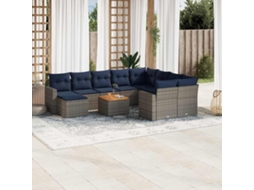 Vidaxl Conjunto De Sofá De Jardim Com 11 Peças E Almofadas Em Rattan Sintético Cinza