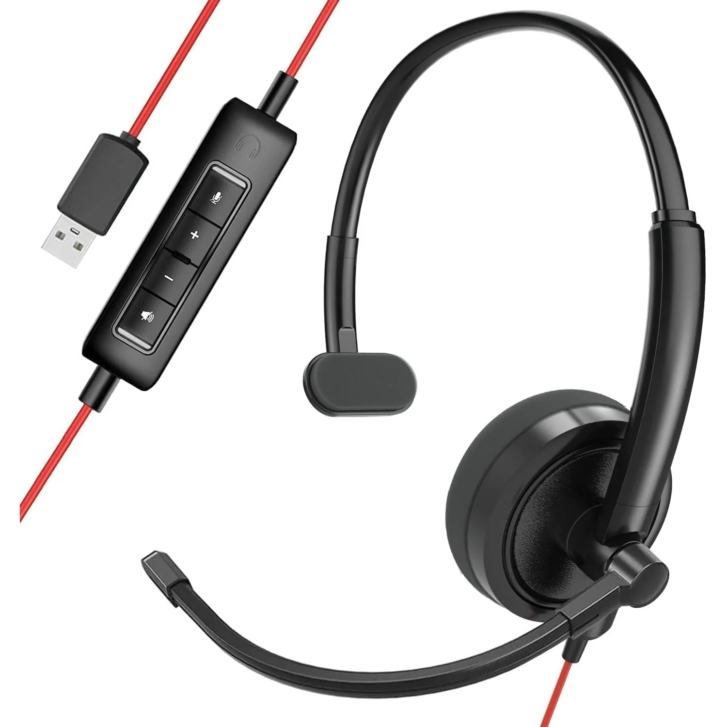 (preto) Fones De Ouvido Usb Com Fio E Microfone Com Cancelamento De Ruído Para Pc/zoom